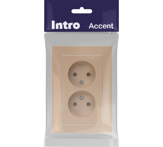 Розетка Intro Accent 620404 2x2P, 16А250В, IP20, скрытой установки, AL/CU, шампань Б0063462