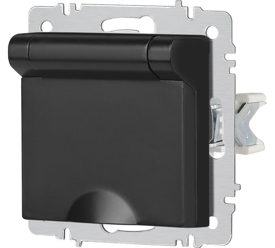 Розетка Intro Accent 620305 2PE Schuko с крышкой, 16А250В, IP20, скрытой установки, антрацит Б0063747