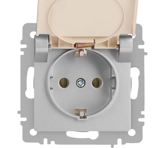 Розетка Intro Accent 620303 2PE Schuko с крышкой, 16А250В, IP20, скрытой установки, алюминий Б0063721