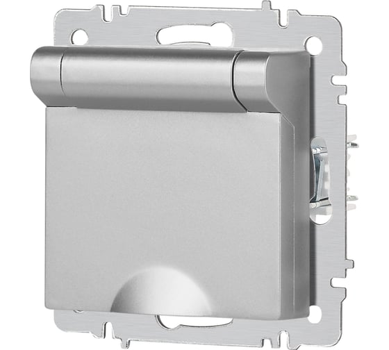 Розетка Intro Accent 620303 2PE Schuko с крышкой, 16А250В, IP20, скрытой установки, алюминий Б0063721
