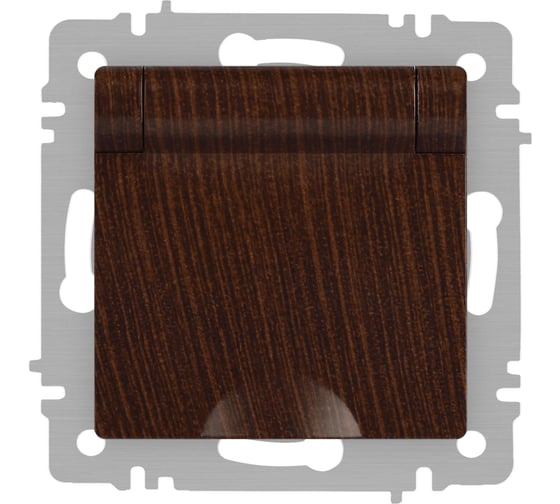 Розетка Intro Accent 620310 2PE Schuko с крышкой, 16А250В, IP20, скрытой установки, AL/CU, венге Б0063454