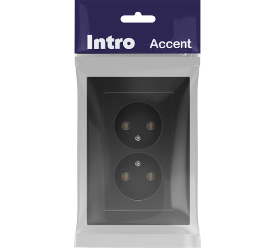 Розетка Intro Accent 620405 2x2P, 16А250В, IP20, скрытой установки, AL/CU, антрацит Б0063465