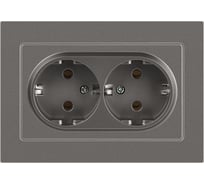 Розетка Intro Accent 620509 двойная, 2x2PE Schuko, 16А, 250В, IP20, скрытой установки, AL/CU, титан Б0063500