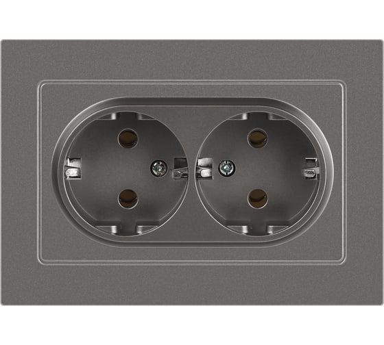 Розетка Intro Accent 620509 двойная, 2x2PE Schuko, 16А, 250В, IP20, скрытой установки, AL/CU, титан Б0063500 1