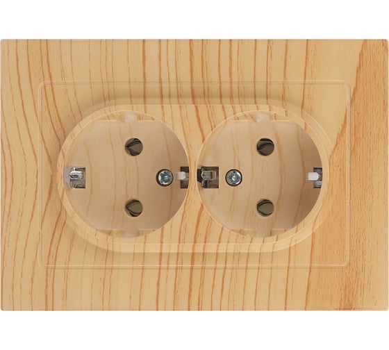 Розетка Intro Accent 620511 2x2PE Schuko, 16А250В, IP20, скрытой установки, AL/CU, сосна Б0063504