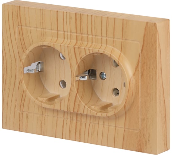 Розетка Intro Accent 620511 2x2PE Schuko, 16А250В, IP20, скрытой установки, AL/CU, сосна Б0063504