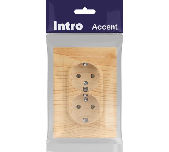 Розетка Intro Accent 620511 2x2PE Schuko, 16А250В, IP20, скрытой установки, AL/CU, сосна Б0063504
