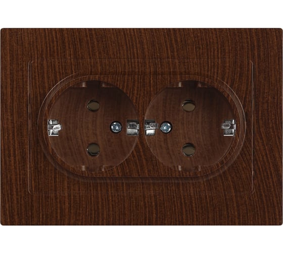 Розетка Intro Accent 620510, 2x2PE Schuko, 16А250В, IP20, скрытой установки, AL/CU, венге Б0063502