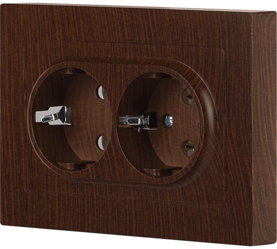 Розетка Intro Accent 620510, 2x2PE Schuko, 16А250В, IP20, скрытой установки, AL/CU, венге Б0063502