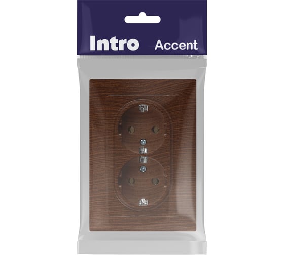 Розетка Intro Accent 620510, 2x2PE Schuko, 16А250В, IP20, скрытой установки, AL/CU, венге Б0063502