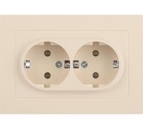 Розетка Intro Accent 620502 2x2PE Schuko, 16А250В, IP20, скрытой установки, AL/CU, слоновая кость Б0063489
