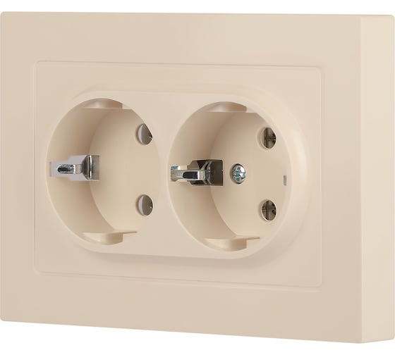 Розетка Intro Accent 620502 2x2PE Schuko, 16А250В, IP20, скрытой установки, AL/CU, слоновая кость Б0063489