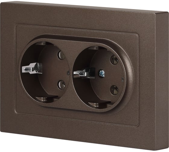 Розетка Intro Accent 620508 2x2PE Schuko, 16А250В, IP20, скрытой установки, AL/CU, бронза Б0063498