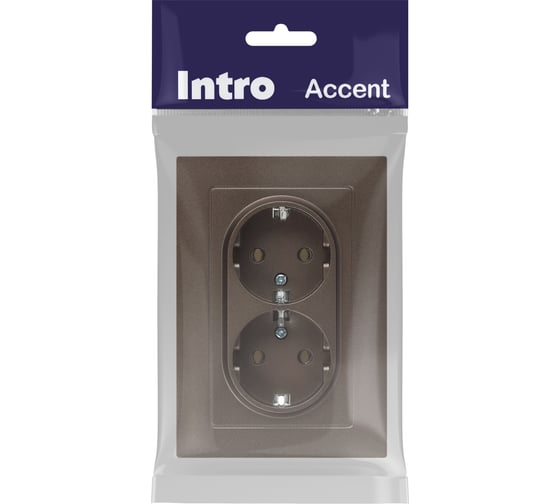 Розетка Intro Accent 620508 2x2PE Schuko, 16А250В, IP20, скрытой установки, AL/CU, бронза Б0063498