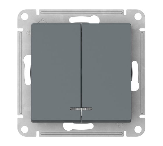 Механизм 2-клавишного выключателя Systeme Electric ATLASDESIGN с подсветкой, сх.5а, 10АХ, быстрозажимная клемма, грифель ATN000753S 1