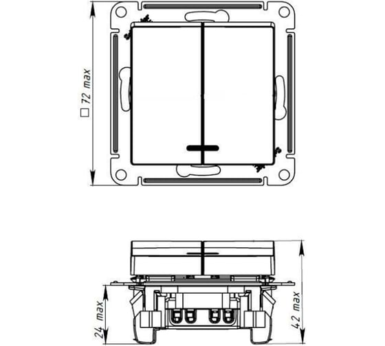 Механизм 2-клавишного выключателя Systeme Electric ATLASDESIGN с подсветкой, сх.5а, 10АХ, быстрозажимная клемма, аквамарин ATN001153S