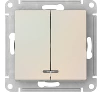 Механизм 2-клавишного выключателя Systeme Electric ATLASDESIGN с подсветкой, сх.5а, 10АХ, быстрозажимная клемма, жемчуг ATN000453S