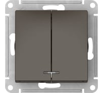 Механизм 2-клавишного выключателя Systeme Electric ATLASDESIGN с подсветкой, сх.5а, 10АХ, быстрозажимная клемма, мокко ATN000653S