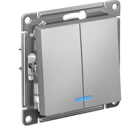 Механизм 2-клавишного выключателя Systeme Electric ATLASDESIGN с подсветкой, сх.5а, 10АХ, быстрозажимная клемма, алюминий ATN000353S