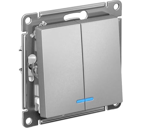 Механизм 2-клавишного выключателя Systeme Electric ATLASDESIGN с подсветкой, сх.5а, 10АХ, быстрозажимная клемма, алюминий ATN000353S