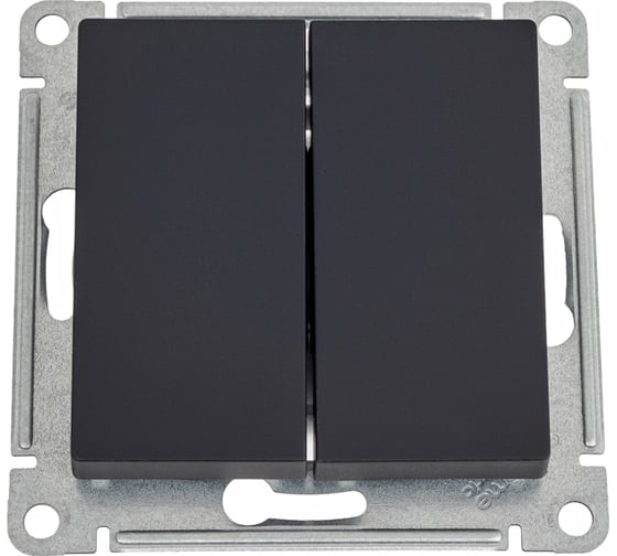 2-клавишный выключатель Systeme Electric ATLASDESIGN сх.5, 10АХ, мех., быстрозажим. клем., КАРБОН ATN001051S