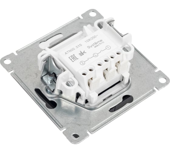 2-клавишный выключатель Systeme Electric ATLASDESIGN сх.5, 10АХ, мех., быстрозажим. клем., КАРБОН ATN001051S