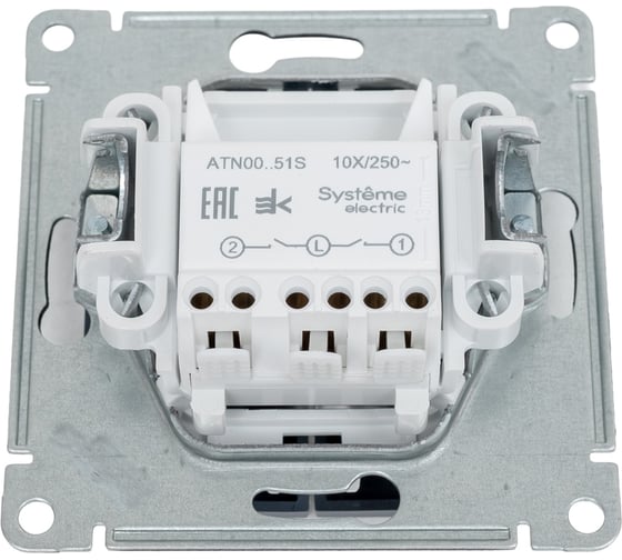 2-клавишный выключатель Systeme Electric ATLASDESIGN сх.5, 10АХ, мех., быстрозажим. клем., ГРИФЕЛЬ ATN000751S