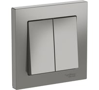 2-клавишный выключатель Systeme Electric ATLASDESIGN сх.5, 10АХ, в сборе, быстрозажим. клем., СТАЛЬ ATN000952S