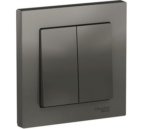 2-клавишный выключатель Systeme Electric ATLASDESIGN сх.5, 10АХ, в сборе, быстрозажим. клем., СТАЛЬ ATN000952S