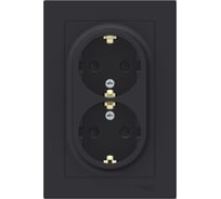Розетка Systeme Electric ATLASDESIGN RRR двойная с заземлением со шторками, 16А, в сборе, карбон ATN001026R