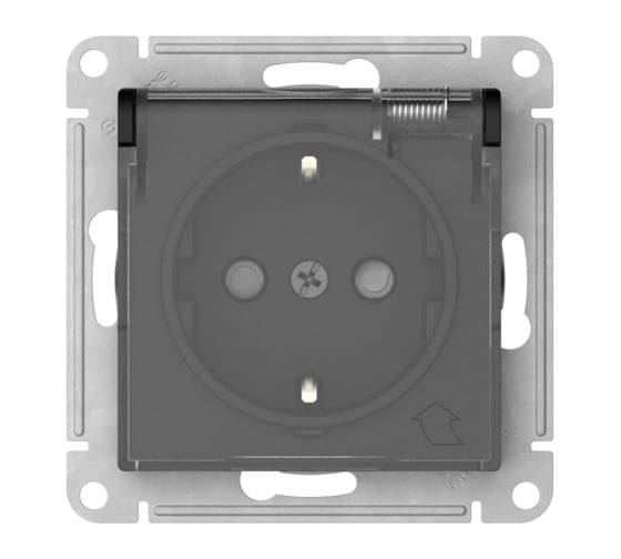Розетка Systeme Electric ATLASDESIGN AQUA с заземлением со шторками с прозрачной крышкой, 16А, IP44, мех., быстрозажимные клеммы, карбон ATN441046S