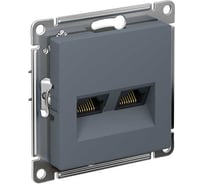 Розетка Systeme Electric ATLASDESIGN двойная компьютерная RJ45+RJ45, кат.6А, механизм, грифель ATN000788