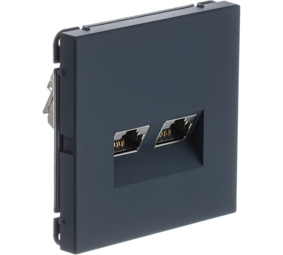 Розетка Systeme Electric ATLASDESIGN двойная компьютерная RJ45+RJ45, кат.6А, механизм, грифель ATN000788