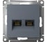 Розетка Systeme Electric ATLASDESIGN двойная компьютерная RJ45+RJ45, кат.6А, механизм, грифель ATN000788 2