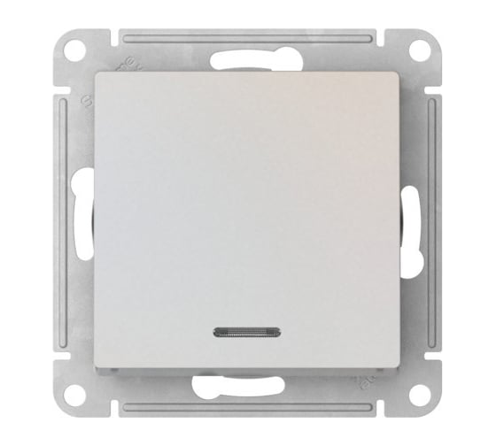 1-клавишный выключатель с подсветкой Systeme Electric ATLASDESIGN, сх.1а, 10АХ, мех., быстрозажимные клеммы, жемчуг ATN000413S