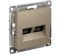 Розетка Systeme Electric ATLASDESIGN двойная компьютерная RJ45+RJ45, кат.6А, механизм, шампань ATN000588
