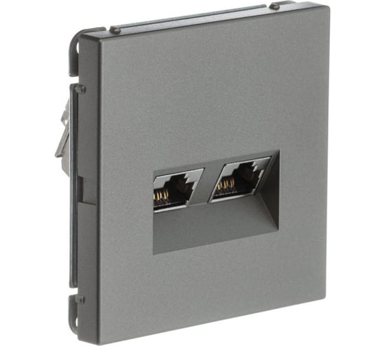 Розетка Systeme Electric ATLASDESIGN двойная компьютерная RJ45+RJ45, кат.6А, механизм, шампань ATN000588
