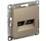 Розетка компьютерная двойная Systeme Electric AtlasDesign, RJ45+RJ45, кат.6А, механизм, Шампань ATN000588 1