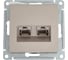 Розетка компьютерная двойная Systeme Electric AtlasDesign, RJ45+RJ45, кат.6А, механизм, Шампань ATN000588 3