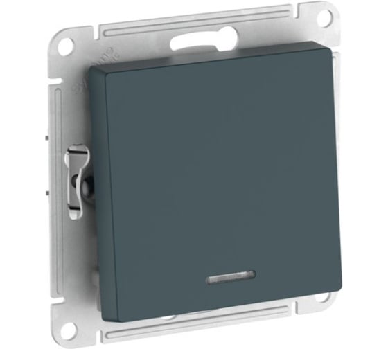 1-клавишный выключатель с подсветкой Systeme Electric ATLASDESIGN, сх.1а, 10АХ, мех., быстрозажимные клеммы, изумруд ATN000813S
