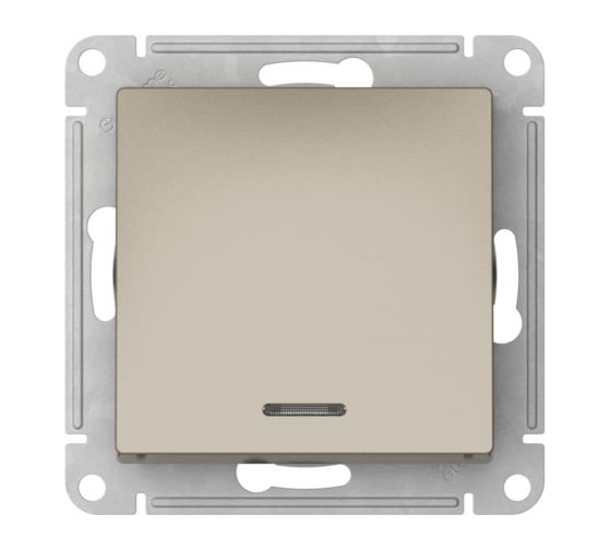 1-клавишный выключатель с подсветкой Systeme Electric ATLASDESIGN, сх.1а, 10АХ, мех., быстрозажимные клеммы, шампань ATN000513S