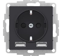 Механизм розетки Systeme Electric ATLASDESIGN RRR 16А, c 2 USB A+A, 5В/2,4А, 2x5В/1,2 А, карбон ATN001030R
