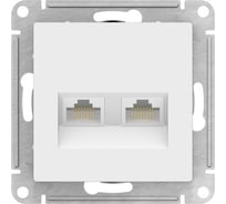 Механизм двойной розетки Systeme Electric GLOSSA PRO RJ11+RJ45, кат.5E, белый GSL000185RU