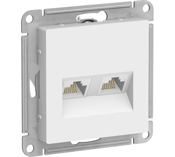 Механизм двойной розетки Systeme Electric GLOSSA PRO RJ11+RJ45, кат.5E, белый GSL000185RU