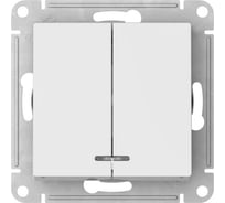 2-клавишный выключатель с подсветкой Systeme Electric ATLASDESIGN, сх.5а, 10 АХ, мех., быстрозажимная клемма, БЕЛЫЙ ATN000153S