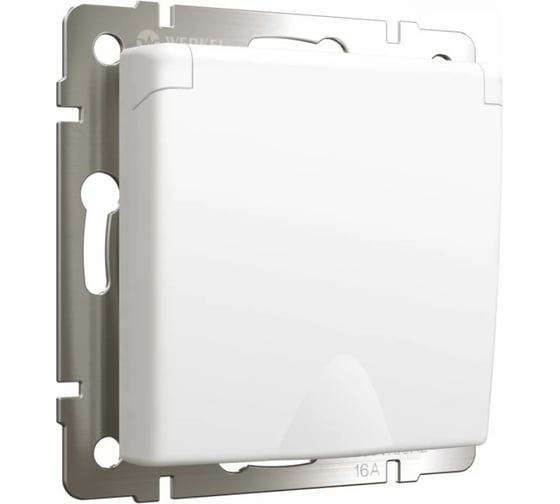 Розетка WERKEL с заземлением и шторками, c крышкой, IP44, белый матовый a069590 1