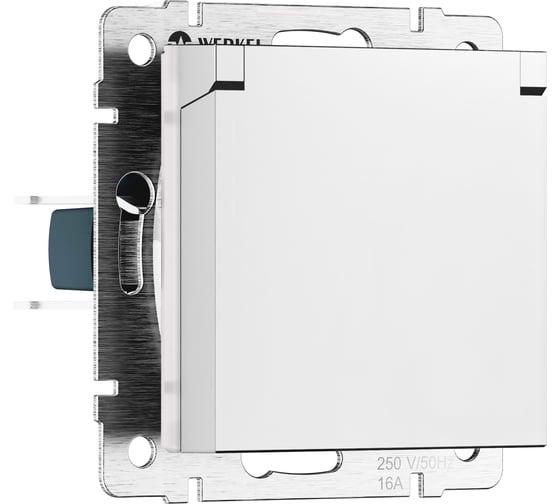 Розетка WERKEL с заземлением и шторками, c крышкой, IP44, белый матовый a069590