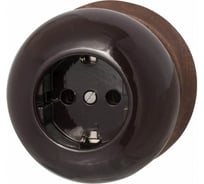 Розетка с заземляющим контактом Фаберже керамика, коричневый Bironi В2-101-020/18