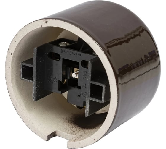 Розетка с заземляющим контактом Electraline R, керамика, коричневый R1-101-02