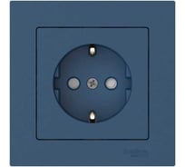 Розетка Systeme Electric ATLASDESIGN с заземлением со шторками, 16А, в сборе, быстрозажим. клем., аквамарин ATN001144S